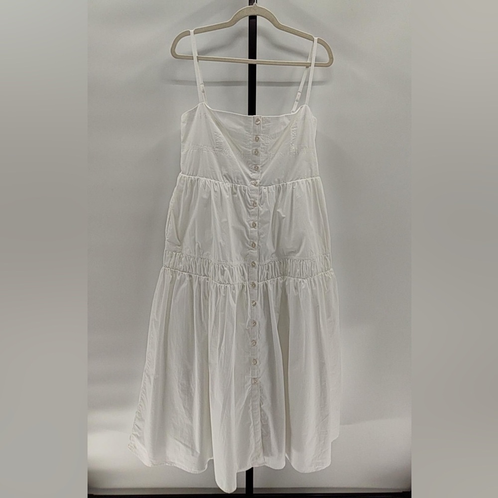 Quince 100% Cotton Poplin Spaghetti Strap White Maxi Dress